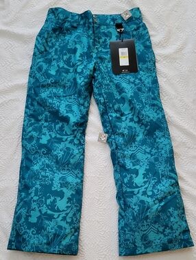 Oakley Womens Floral Teal Ski Snowboard Pants, Size M,